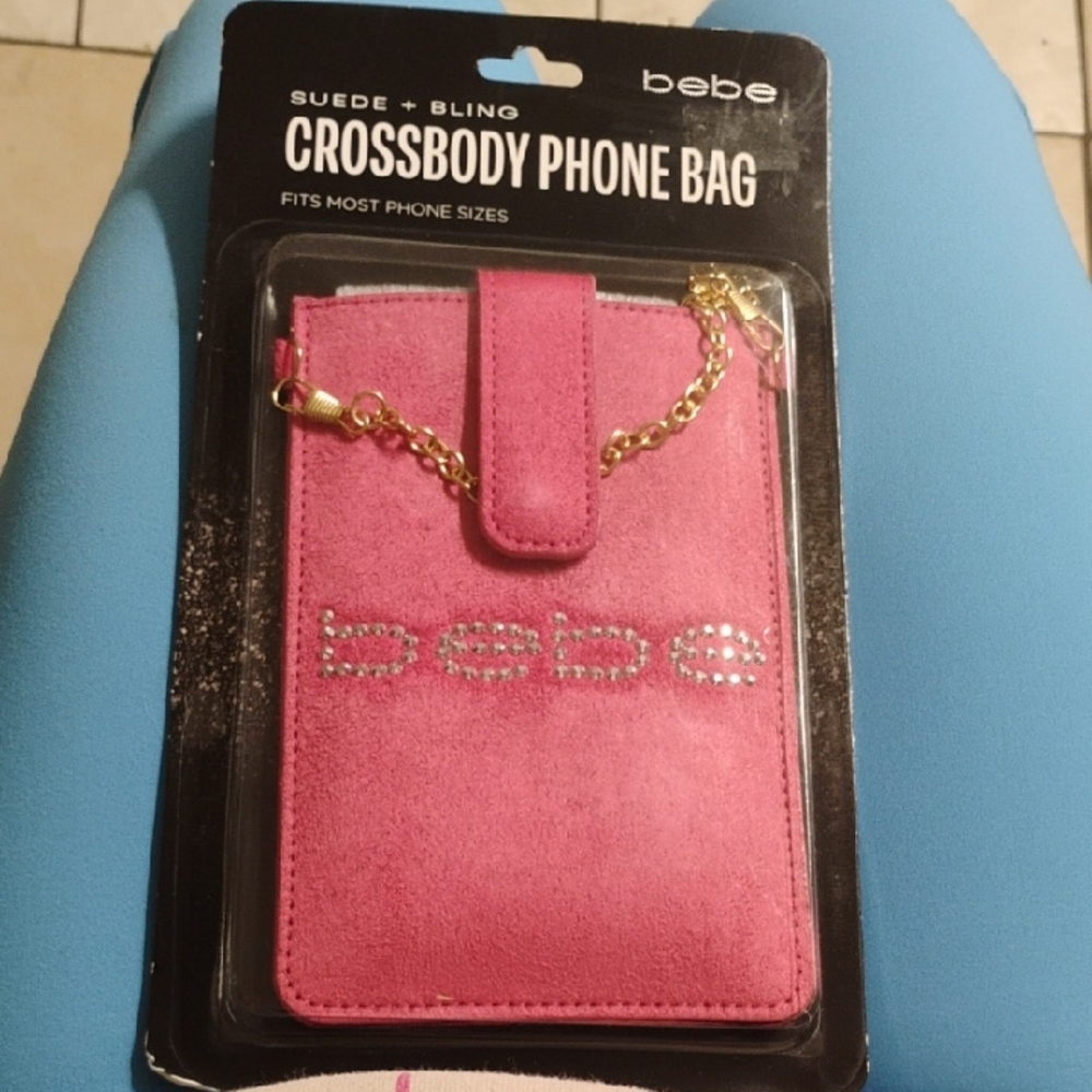 Bebe Pink Suede Crossbody Phone Case